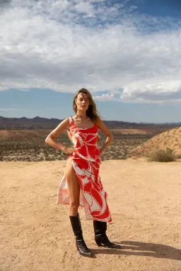 Sir the Label Ramona Twist Bias Dress Orange Print Size 3 / AU 12 for rent on The Volte - image 2