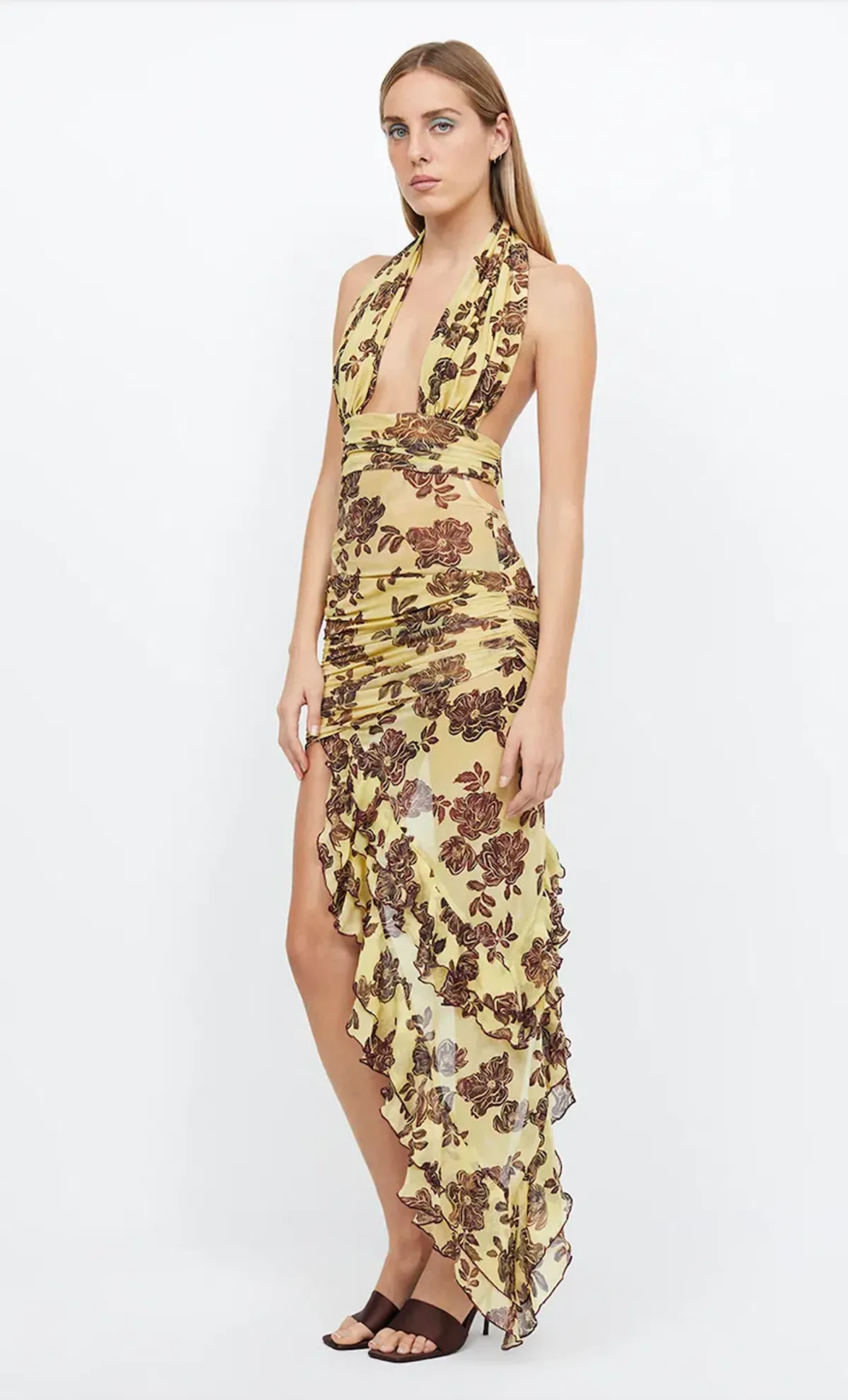 Bec & Bridge Malibu Bay Halter Dress in Yellow Floral Size 6 / AU 6-8 - Image 9