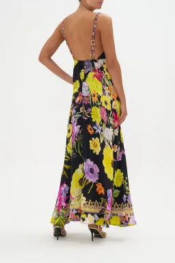 Camilla Peace Be With You Plunge Neck Maxi Dress Black Floral Size 10 for rent on The Volte - image 3