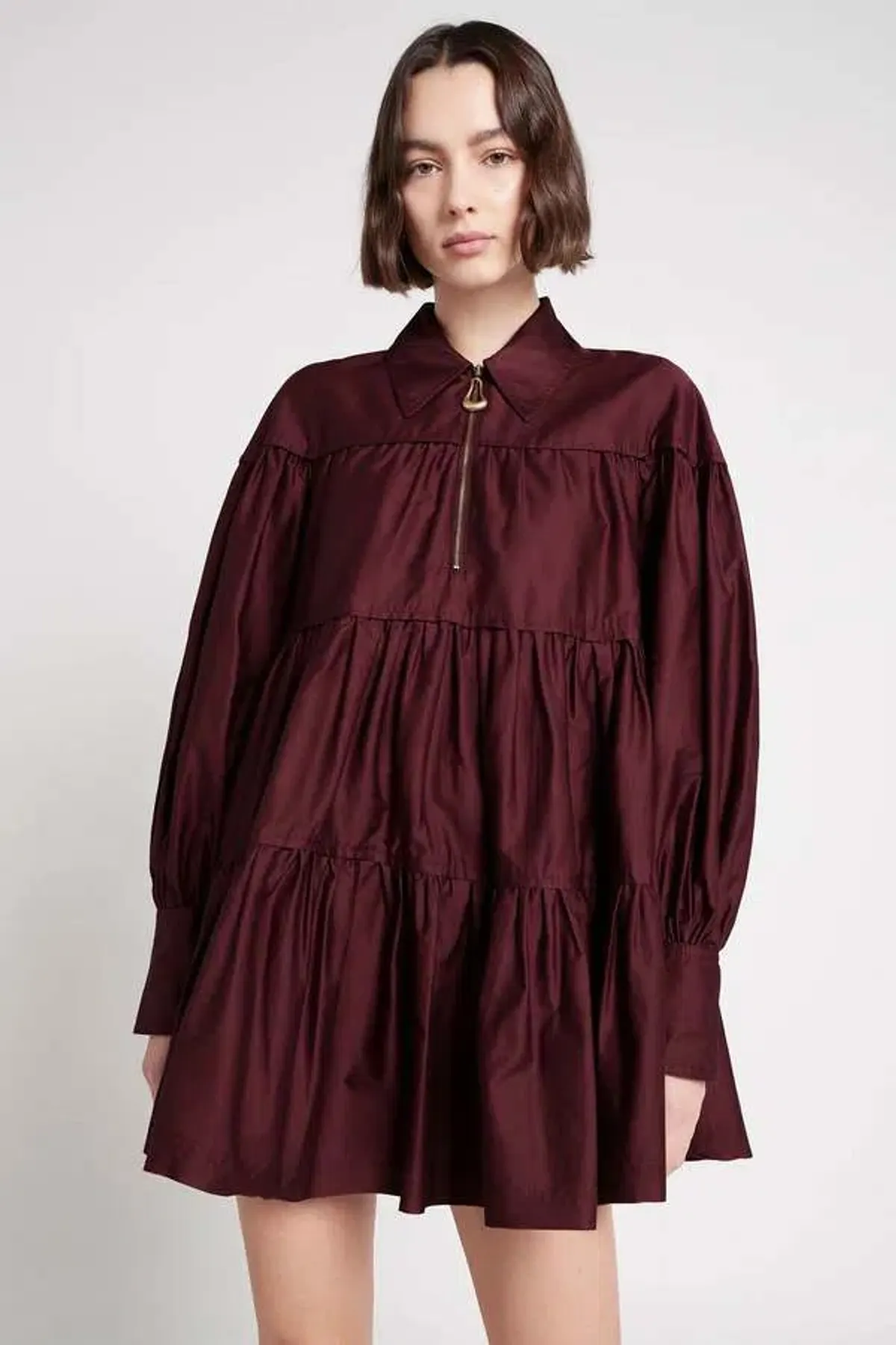 Aje Francis Zip Smock Mini Dress Chestnut Red Size 8 - Image 3