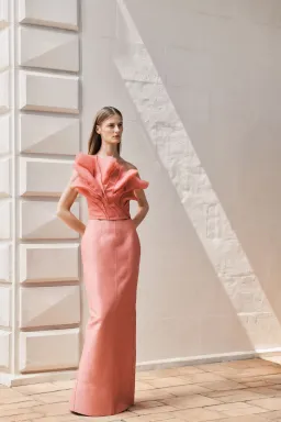 Aje Flame Crop Top and Mary Column Maxi Skirt Guava Pink Size 6 for rent on The Volte - image 2