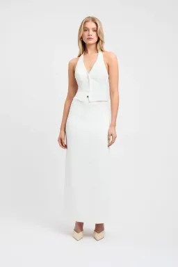 Kookai Oyster Vest & Midi Skirt Set White Size 6 for rent on The Volte - image 1