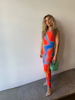 Scanlan Theodore Italian Watercolour Dress Blue/Red Size 8 for rent on The Volte - image 4