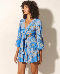 Kivari Taniana Tie Front Mini Dress Blue Size 6  for rent on The Volte - image 2