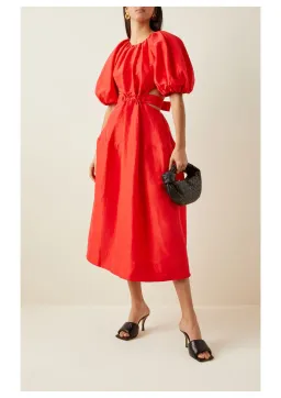 Aje Mimosa Cutout Midi Dress Red Size 12 for rent on The Volte - image 1
