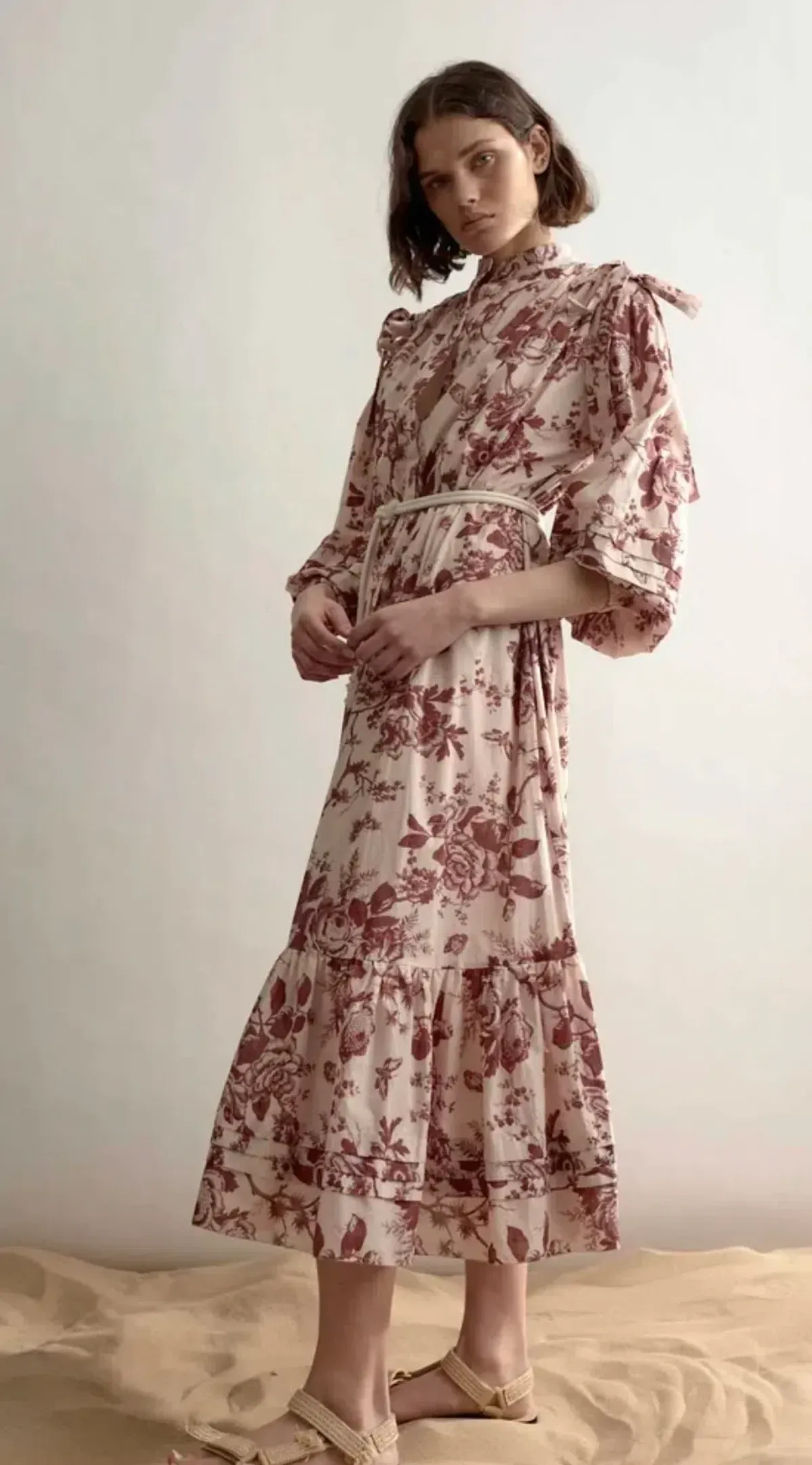 Alemais Heather Tie Shoulder Midi Dress Floral Size AU 6 - Image 2