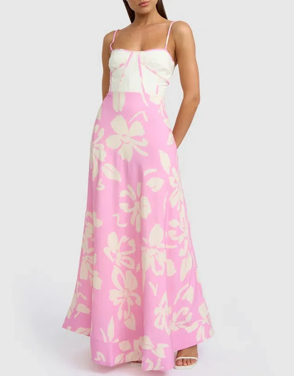 By Johnny Fia Floral Dress Pink Ivory Size 8 - Image 1