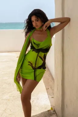 Rat & Boa Orisha Dress Green Floral Print Size 10 for rent on The Volte - image 2