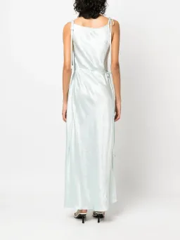 Acne Studios Sleeveless Satin Maxi Wrap Dress Mint Blue Size 6 for rent on The Volte - image 2