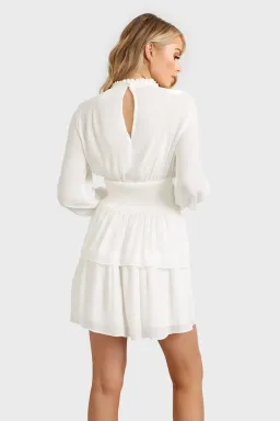 Kookai Lisa Shirred Mini Dress Natural White  Size 8 for rent on The Volte - image 1