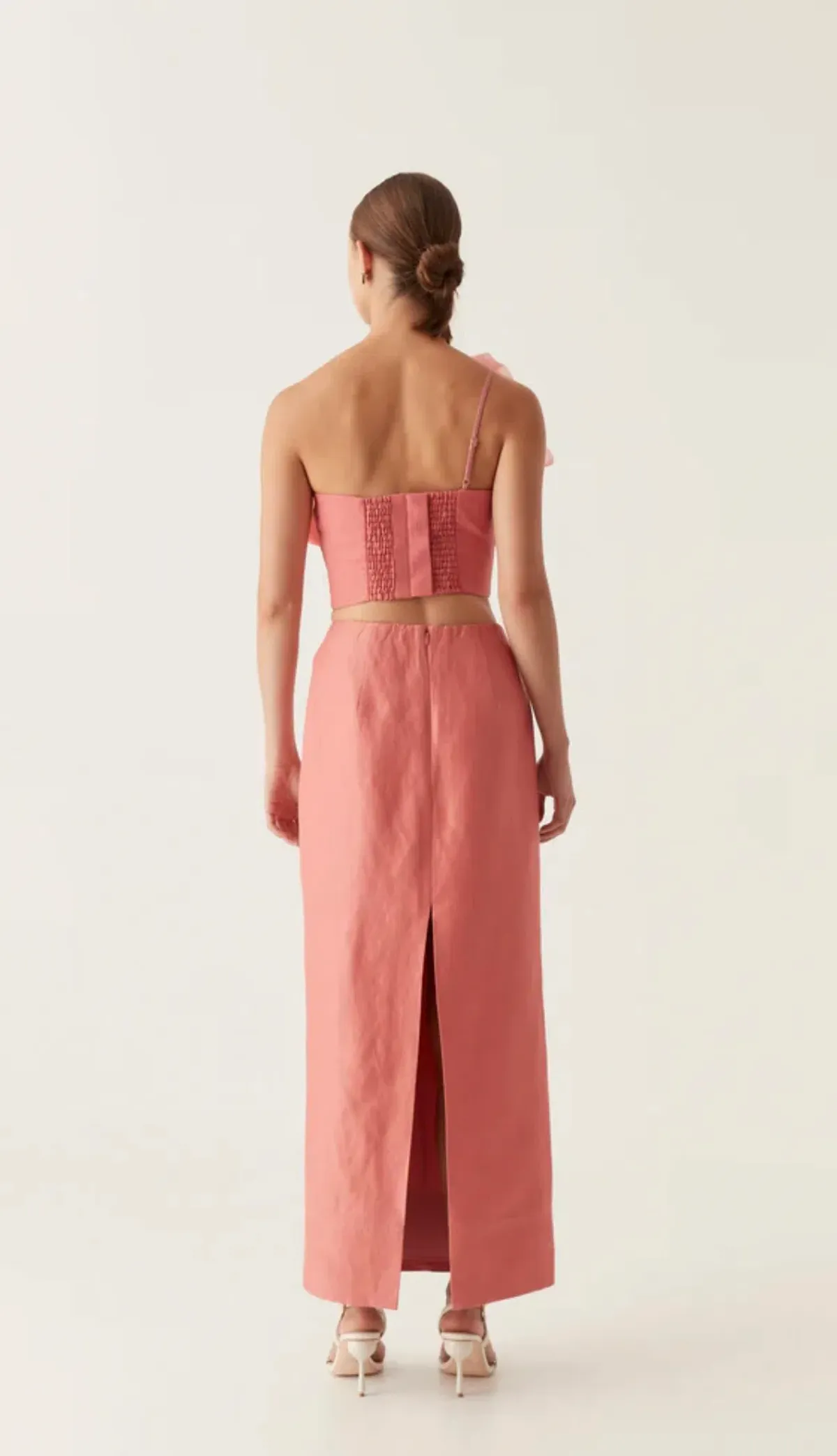 Aje Flame Crop Top and Mary Column Maxi Skirt Set in Guava Pink Size 10  - Image 6
