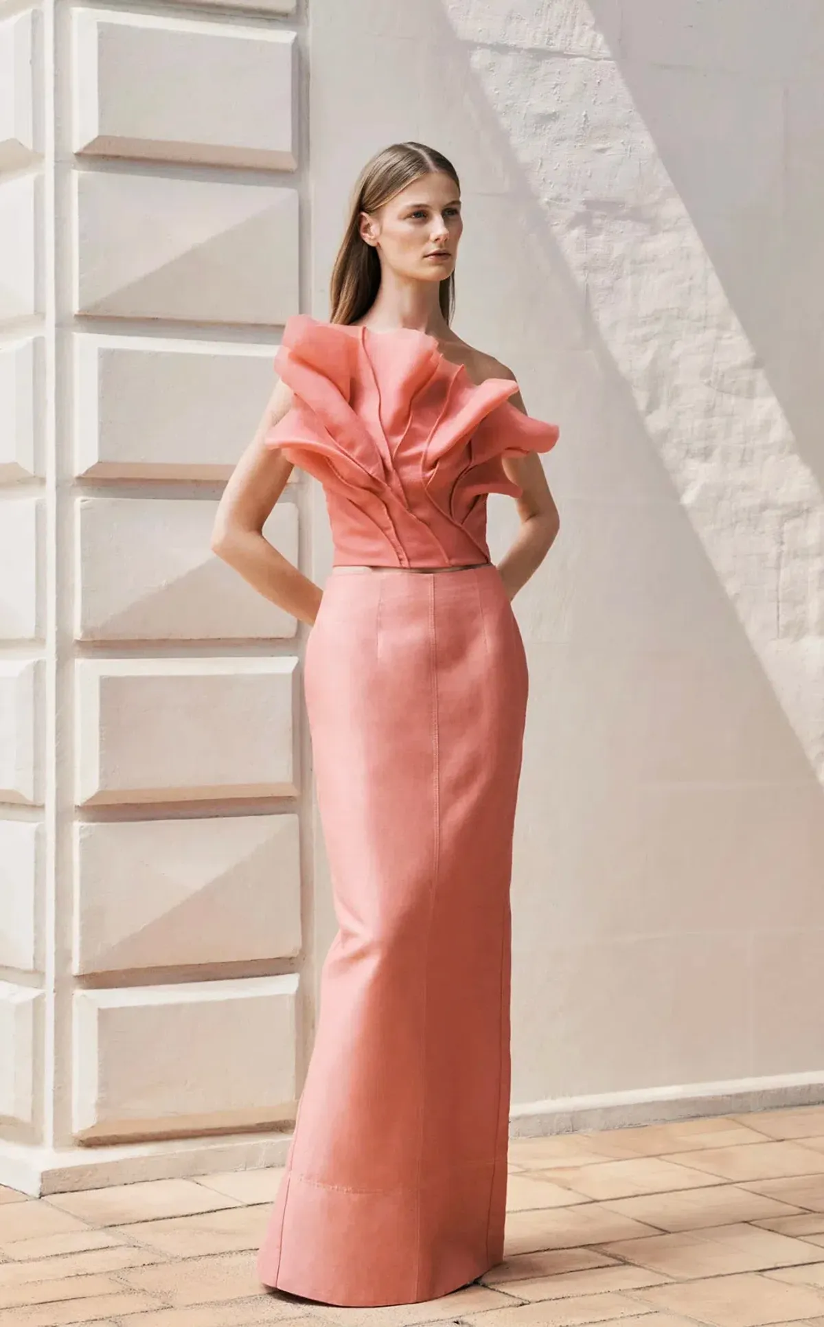 Aje Flame Crop Top and Mary Column Maxi Skirt Set in Guava Pink Size 10  - Image 1