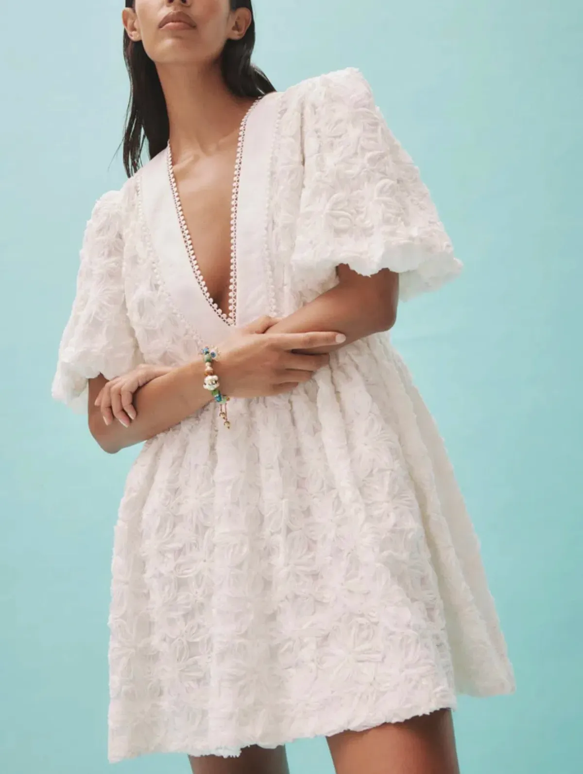 Alemais Iggy Embroidered Mini Dress White  Size 16 - Image 6