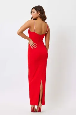 Bianca & Bridgett Lily Square Neck Dress Red Size 10  for rent on The Volte - image 4