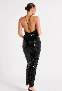 Meshki April Sequin Halter Maxi Dress Black Size 10  for rent on The Volte - image 2
