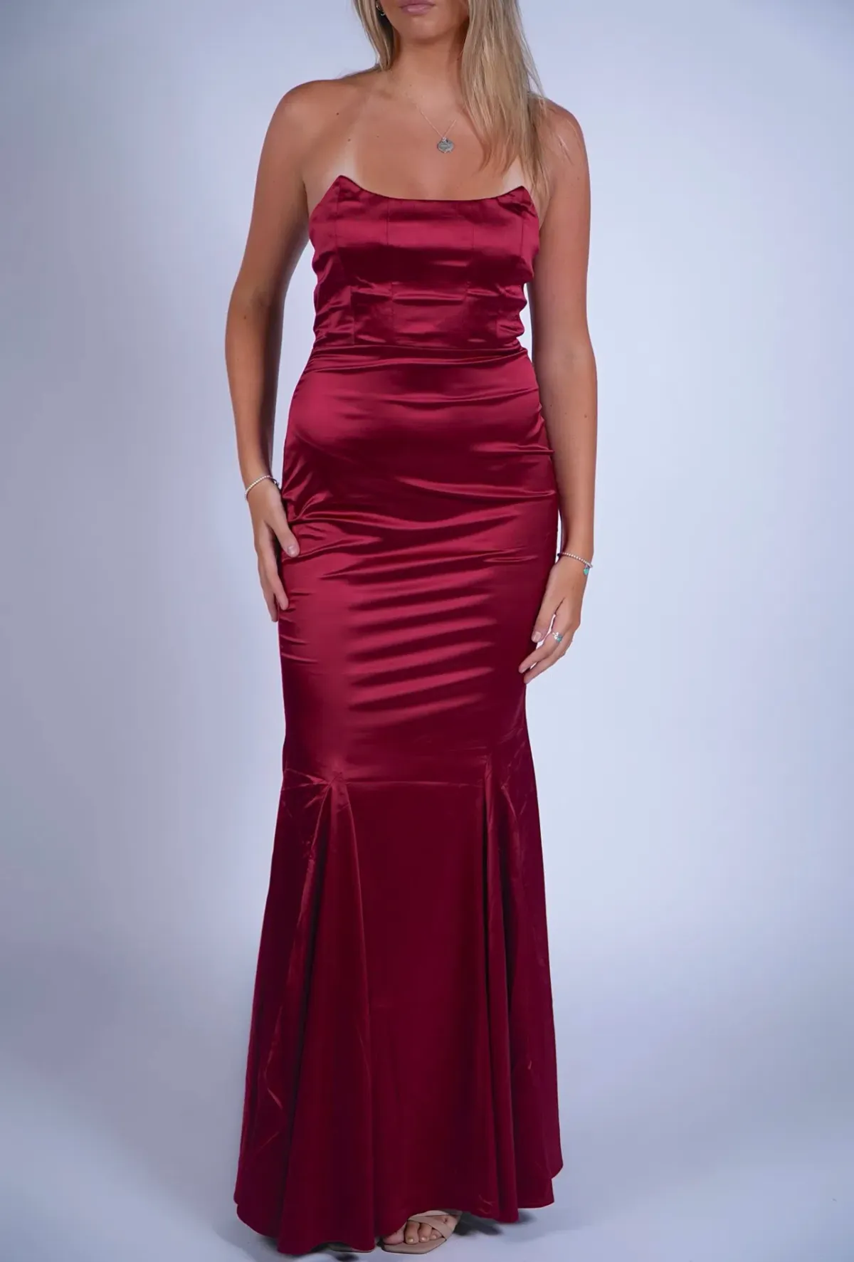 Alamour The Label Dione Dress Wine Red Size 10 - Image 3