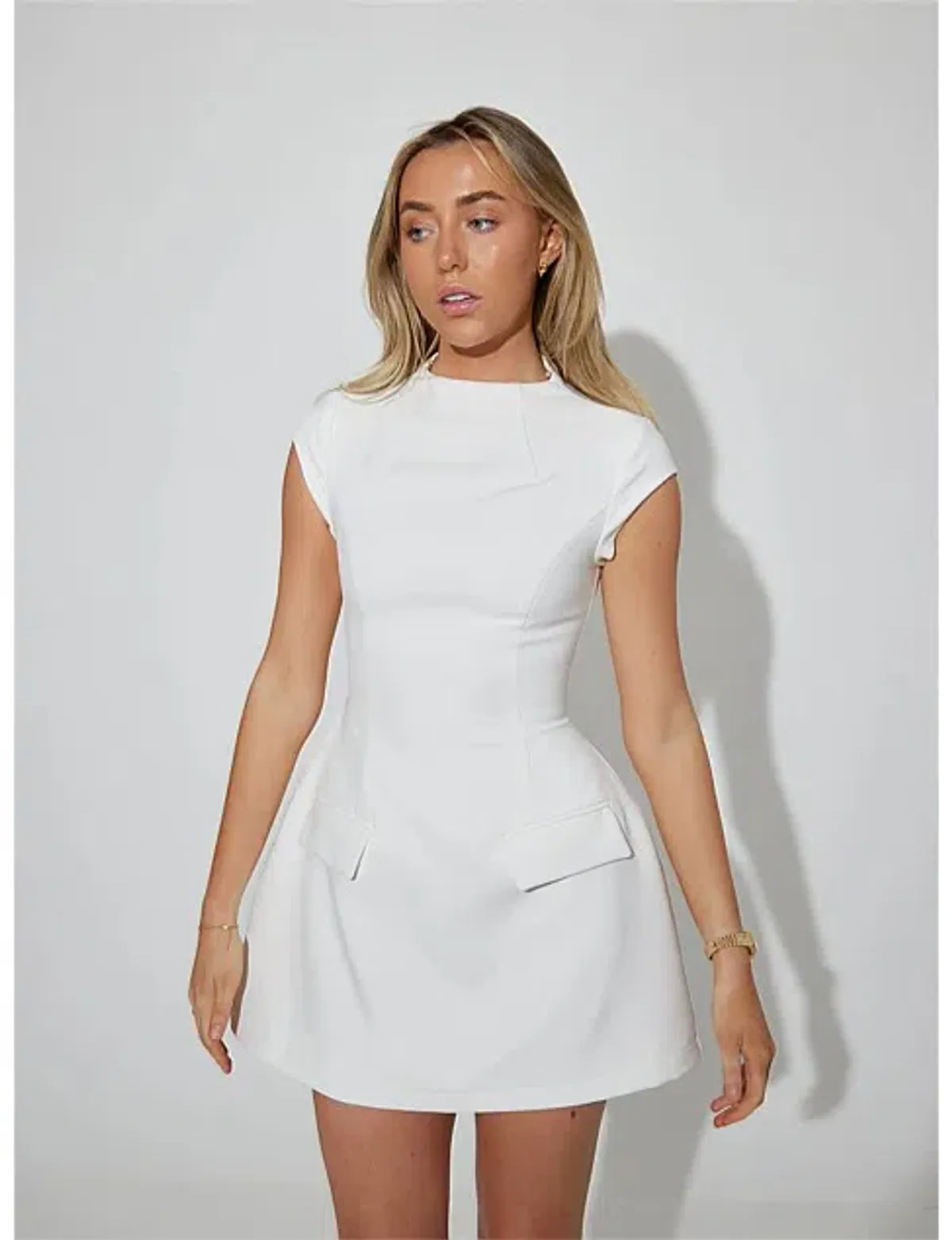 ODD MUSE The Ultimate Muse Cap Sleeve Mini Dress White - Image 1