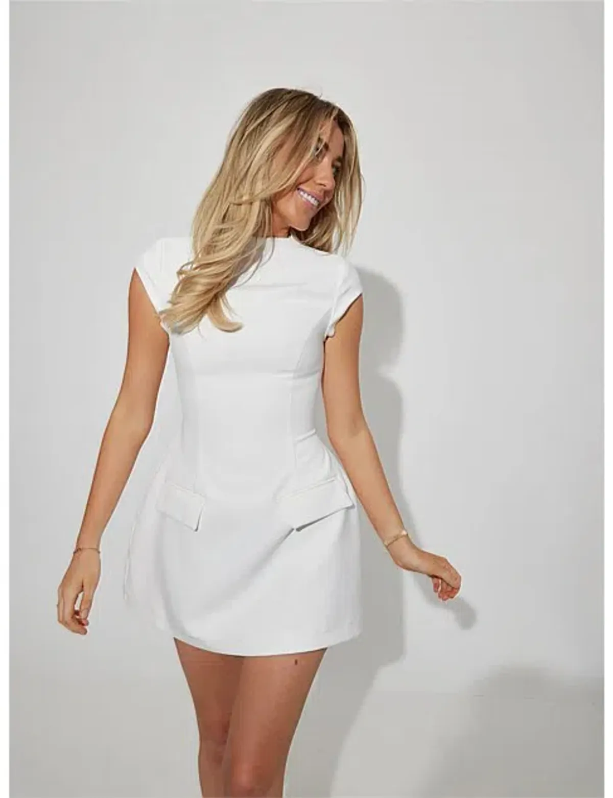 ODD MUSE The Ultimate Muse Cap Sleeve Mini Dress White - Image 2