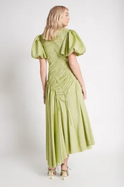 Aje Siren Drawstring Midi Dress in Bayleaf Green Size 6 for rent on The Volte - image 3
