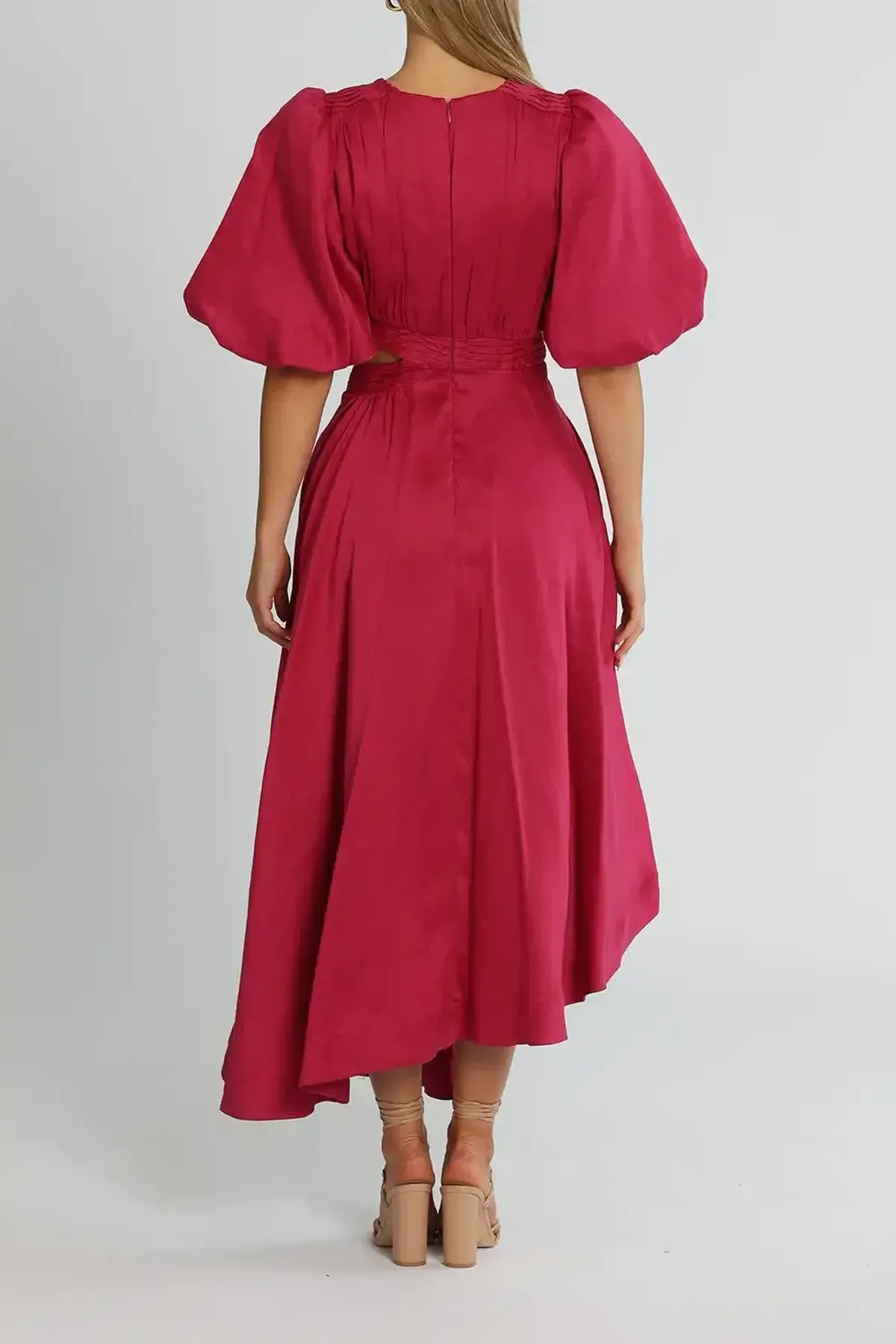 Aje Tidal Tucked Midi Dress Pink Size 6 - Image 4