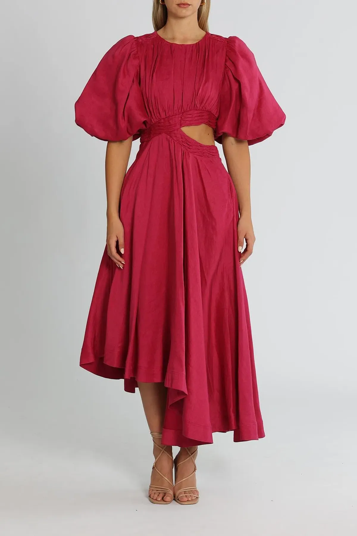 Aje Tidal Tucked Midi Dress Pink Size 6 - Image 2