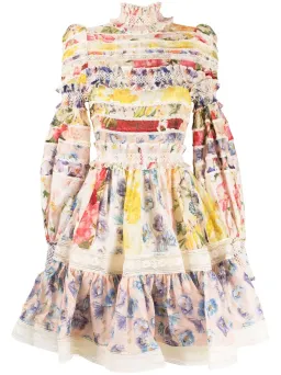 Zimmermann The Wonderland Smocked Mini Dress in Spliced Multifloral Size 0 / AU 8  for rent on The Volte - image 3
