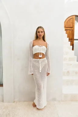 Isabelle Quinn Lola Bandeau & Rosalie Maxi Skirt Set Ivory  Size 8 for rent on The Volte - image 2