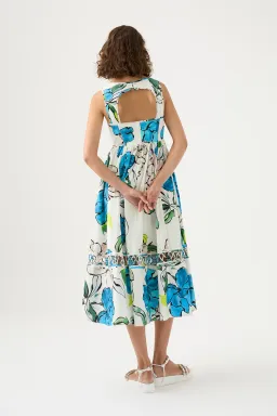 Aje Erika Cut Out Midi Dress in Cool Camellia Floral Size 8 for rent on The Volte - image 2