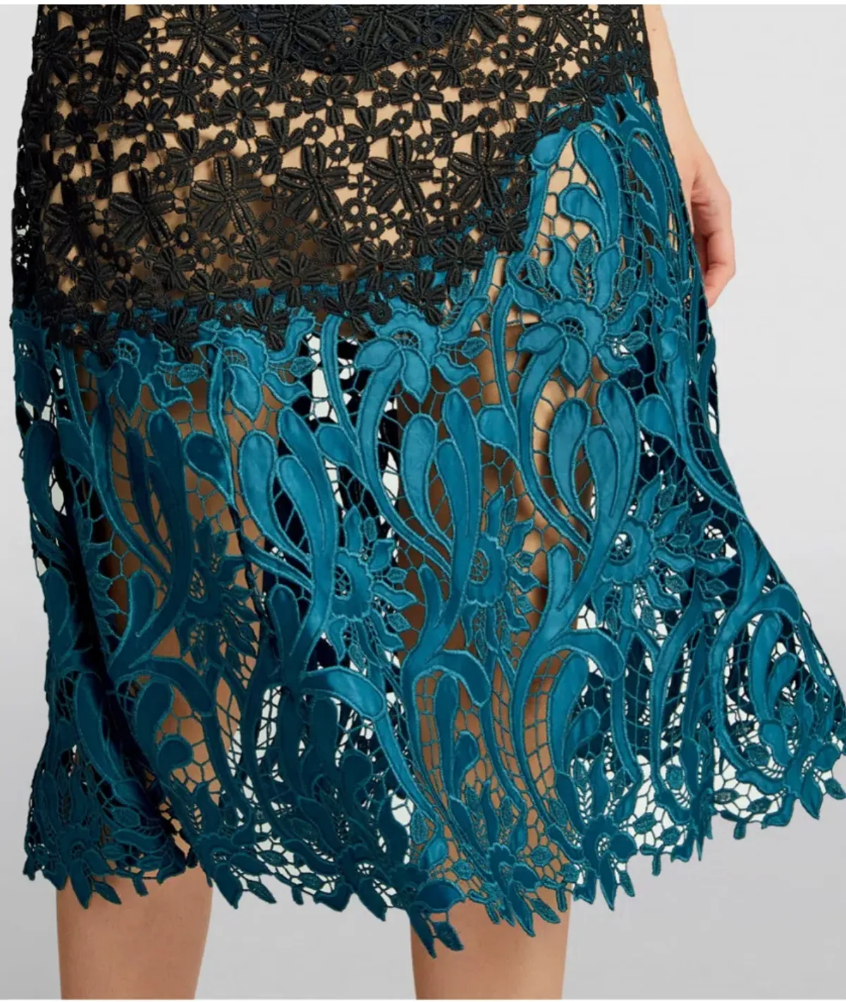 Self Portrait Lace Prairie Guipure Midi Dress Floral Size 8 - Image 4