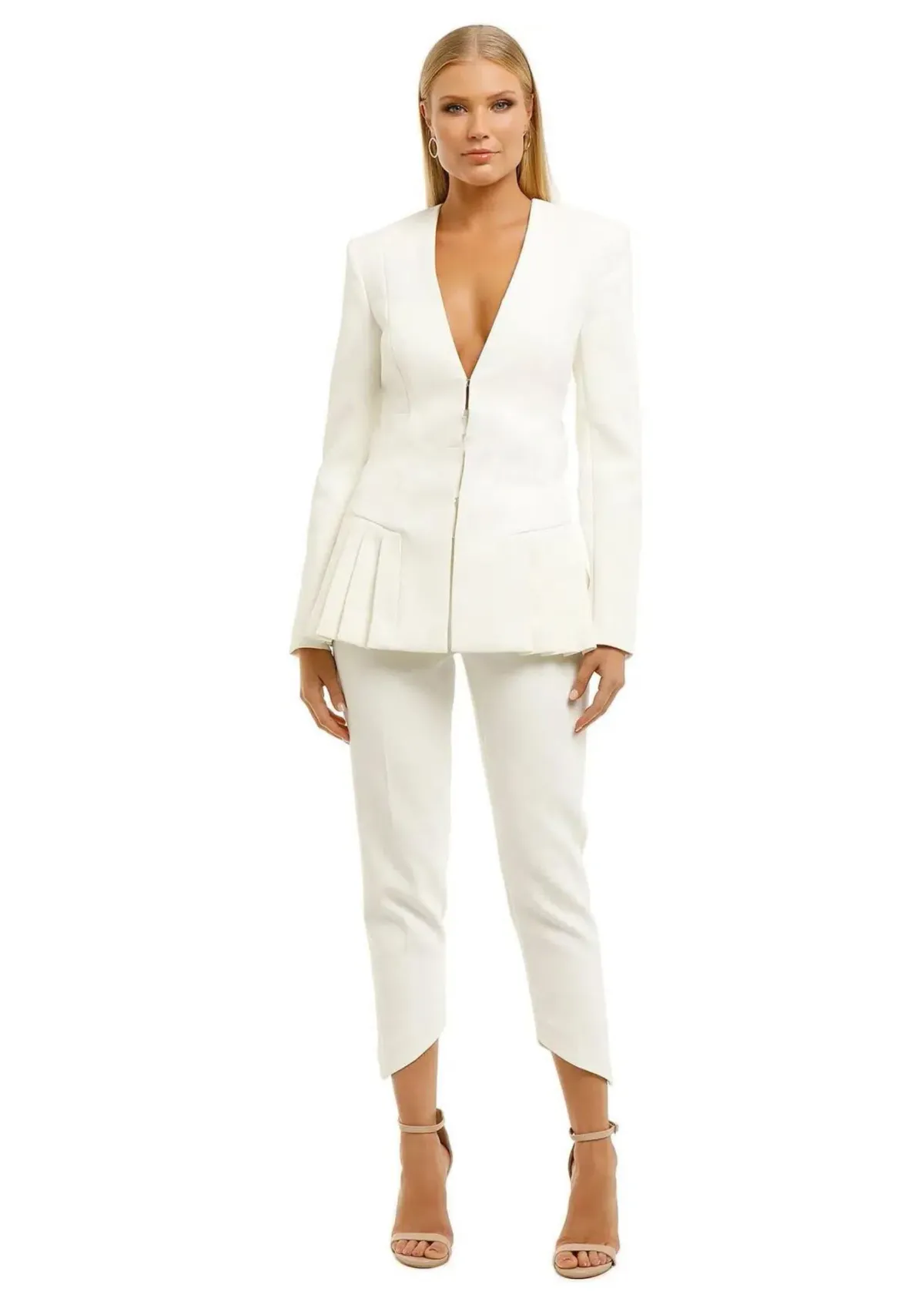 MISHA Tamina Linnea Blazer and Pant Set Ivory Size 10/M - Image 1