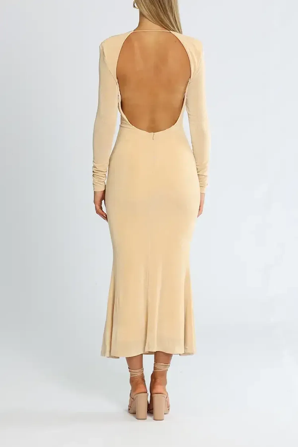 MISHA Engracia Midi Dress in Champagne Size 14 - Image 3
