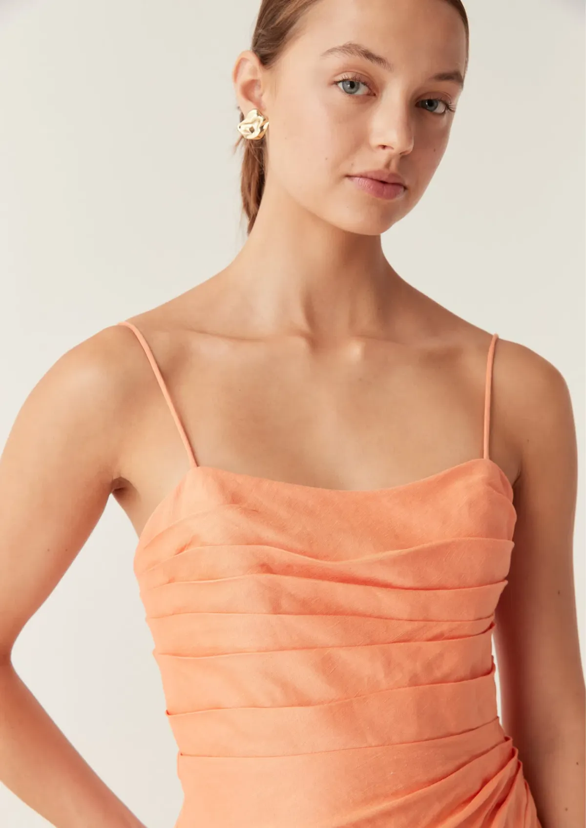 Aje Clarice Draped Maxi Dress in Sunset Orange Size AU 10 - Image 3