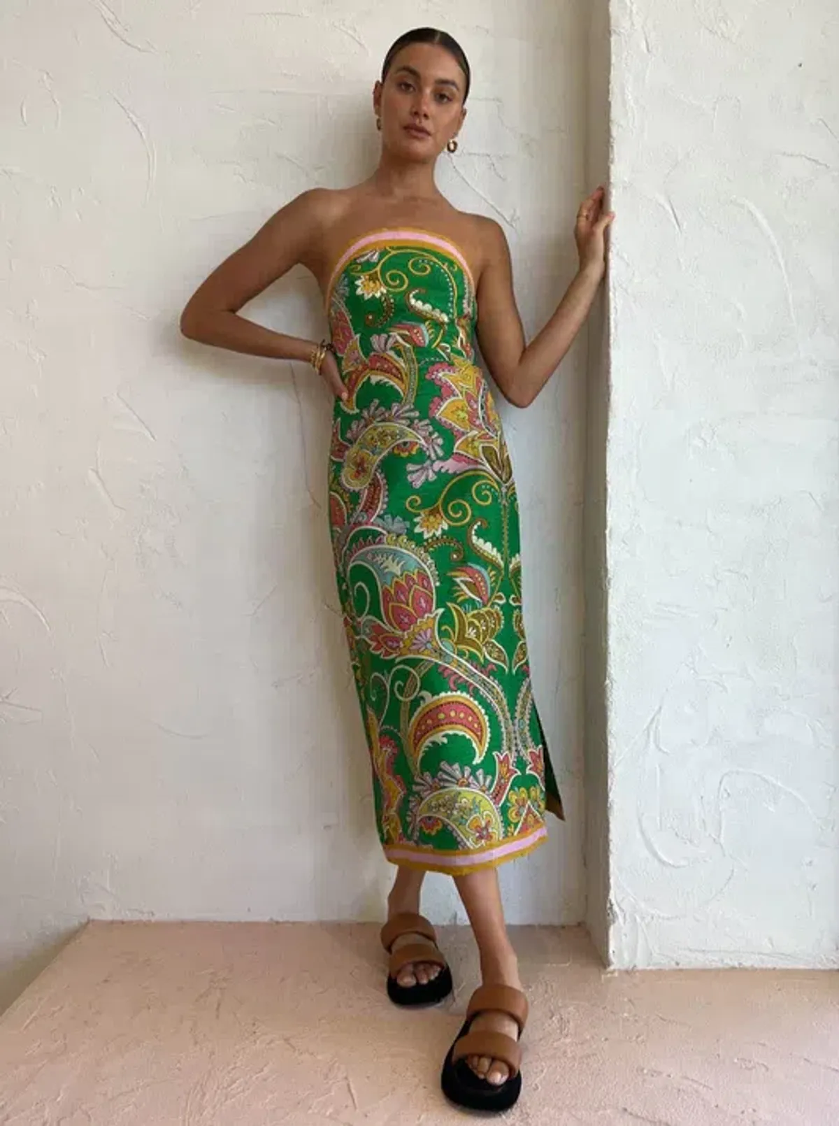 Alemais Marion Bodice Midi Dress Green Size AU 8 - Image 1