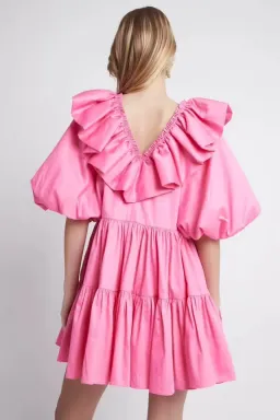 Aje Solstice Ruffle Tiered Smock Dress Pink Size AU 4 for rent on The Volte - image 3