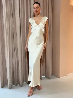 Bec & Bridge Indi V Maxi Dress In Vanilla Cream Size AU 10 for rent on The Volte - image 1