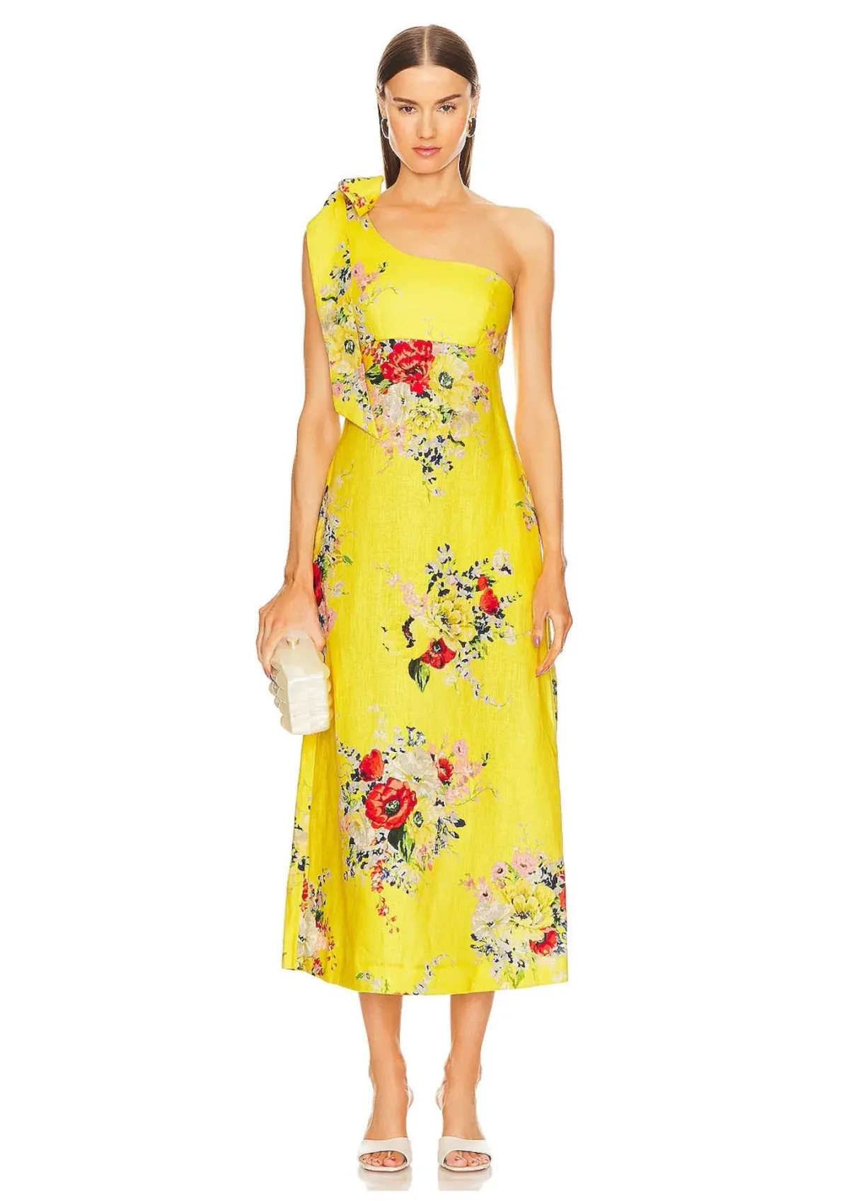 Zimmermann Alight Asymmetric Midi Dress Yellow Size 0 / AU 8 - Image 1