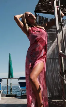 With Harper One Shoulder Sheer Maxi in Pink Rose Size Small / AU 8 for rent on The Volte - image 6