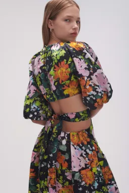 Aje Mimosa Cut Out Midi Dress Midnight Floral  Size 12 for rent on The Volte - image 3