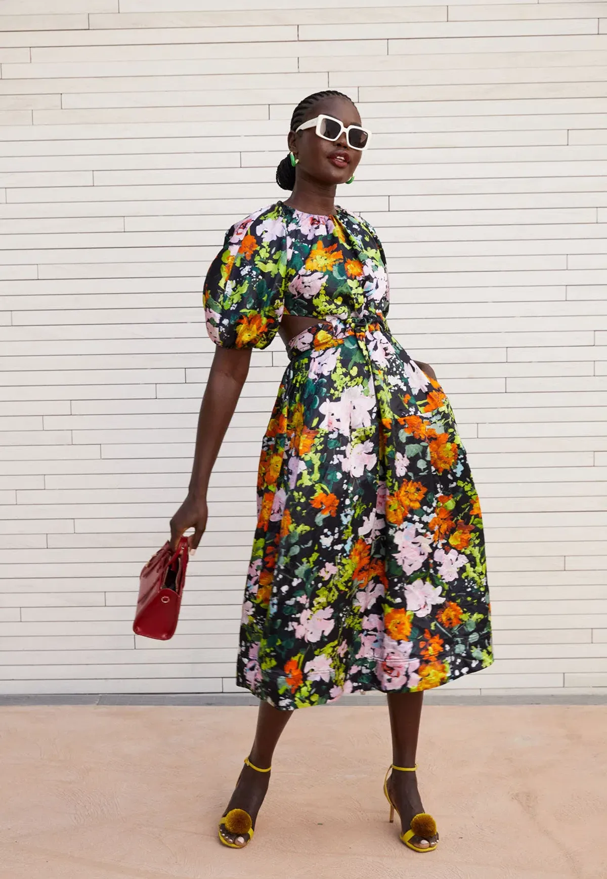 Aje Mimosa Cut Out Midi Dress Midnight Floral  Size 12 - Image 1