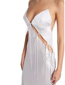 Christopher Esber Slope Tie Silk Dress Silver Size 8  for rent on The Volte - image 5