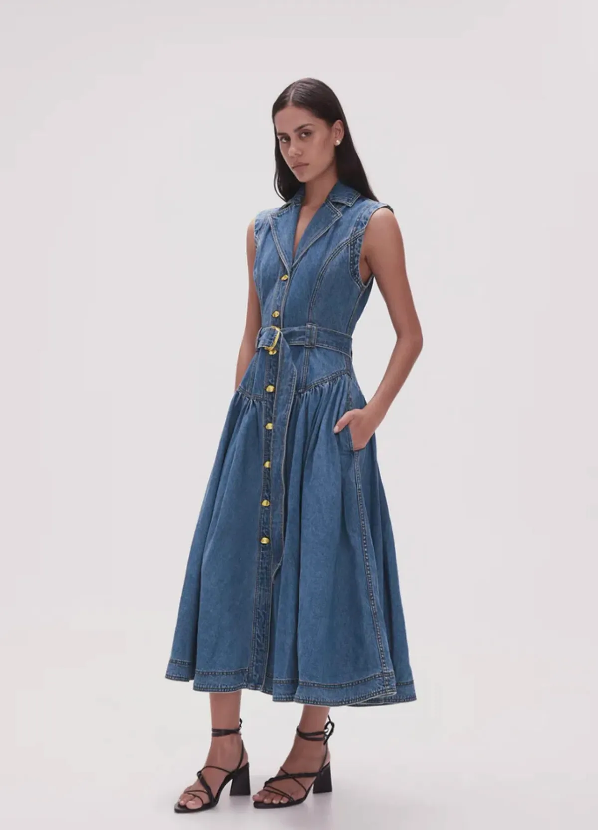 Aje Elena Denim Dress Blue Size 10 - Image 2