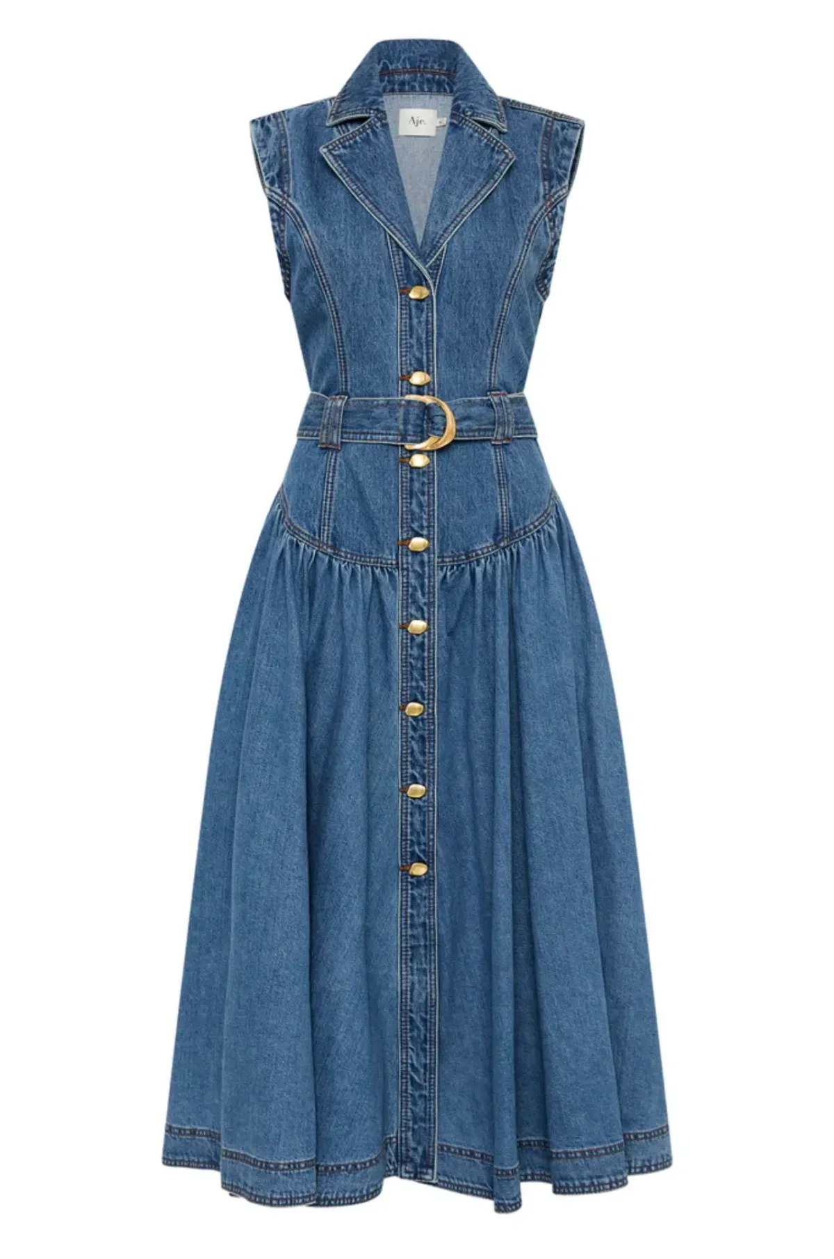 Aje Elena Denim Dress Blue Size 10 - Image 4