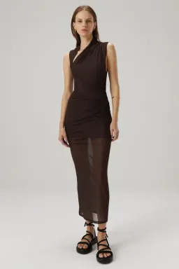 Misha Tillie Midi Dress Brown Size 10/M for rent on The Volte - image 1
