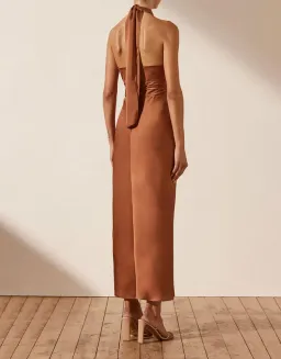 Shona Joy Luxe Halter Midi Dress Mocha Size 12 for rent on The Volte - image 3