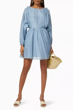 Bird & Knoll Maja Dress Backless Blue Size AU 8 for rent on The Volte - image 1