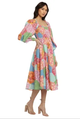 Spell Freda Shirred Midi Dress Multi Size M / AU 10 for rent on The Volte - image 1
