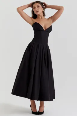 House of CB Lady Black Strapless Midi Dress Black Size S / AU 6 for rent on The Volte - image 3