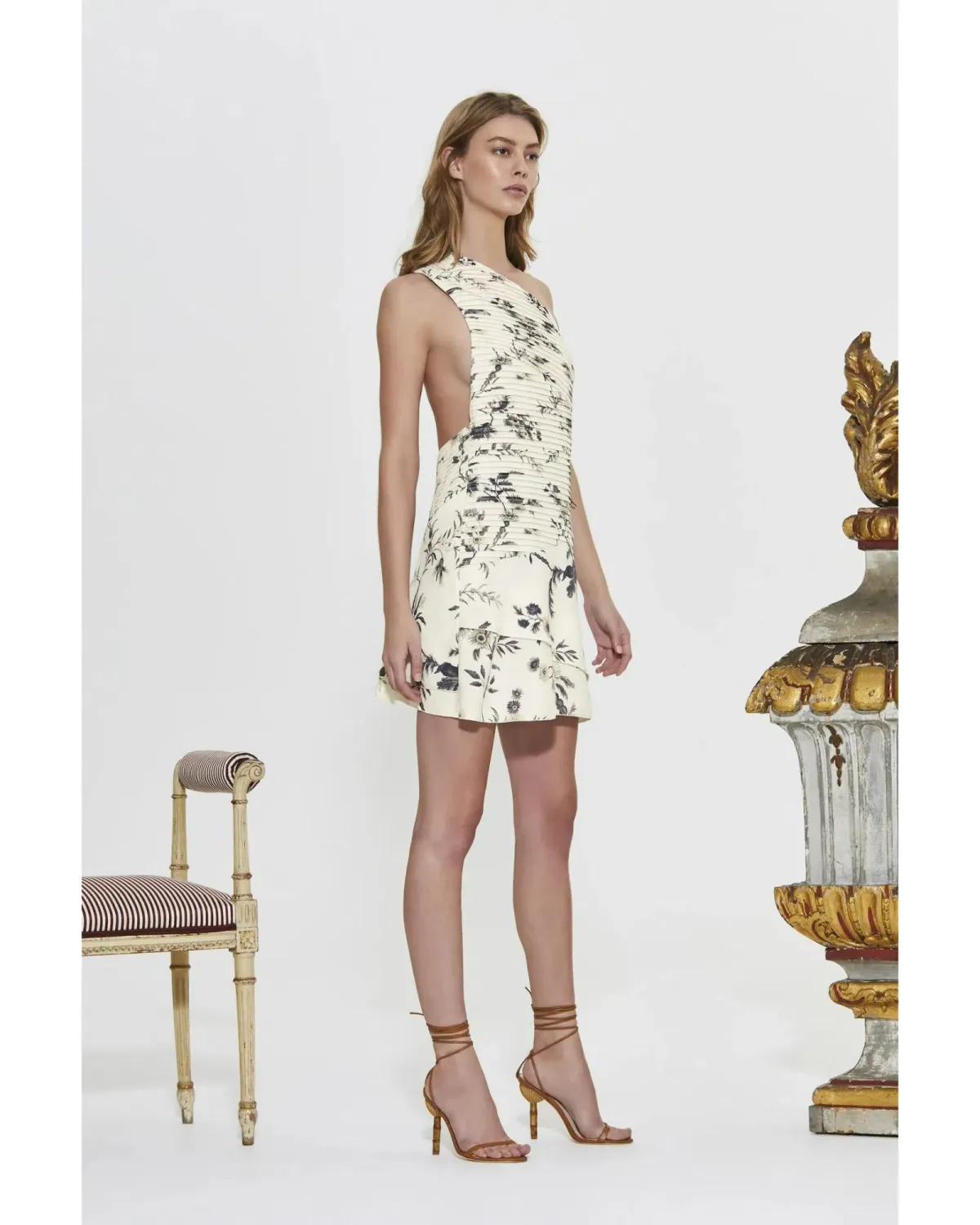 Sir The Label Florentine Pleated Mini White Print Size AU 10 - Image 1