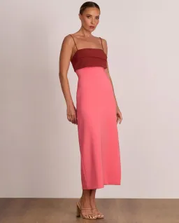 Pasduchas Ace Contrast Midi Dress Pink Red Size 8 for rent on The Volte - image 4