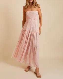 Lover Marigold Pleated Maxi Dress Pink Size 8 for rent on The Volte - image 2
